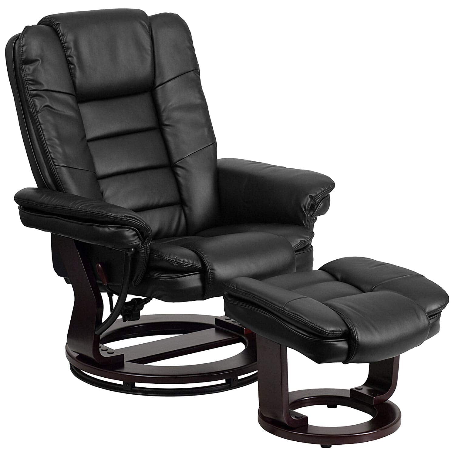 Flash Furniture Contemporary Black Leather Recliner and Ottoman