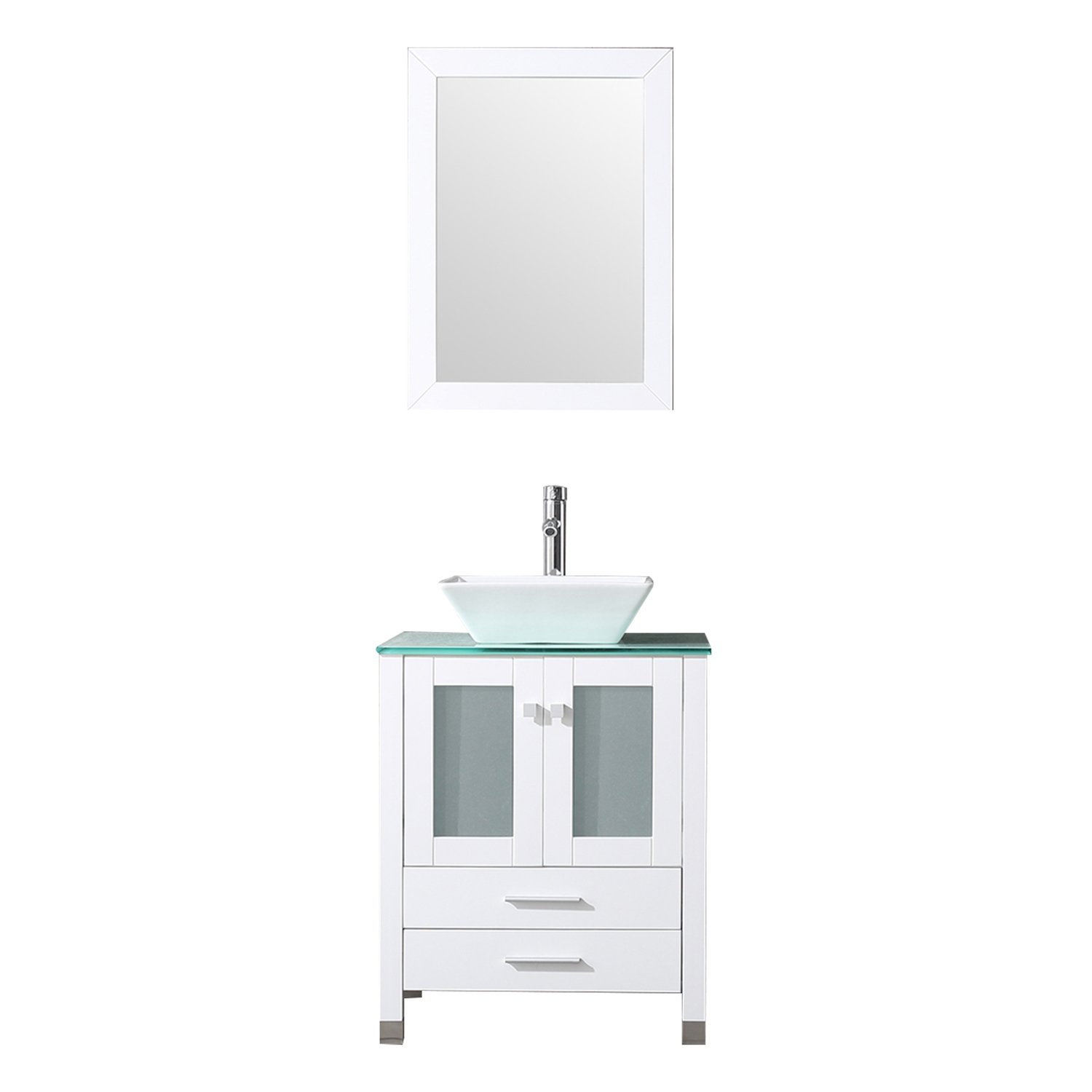 BATHJOY Bathroom Wood Vanity Cabinet with Mirror