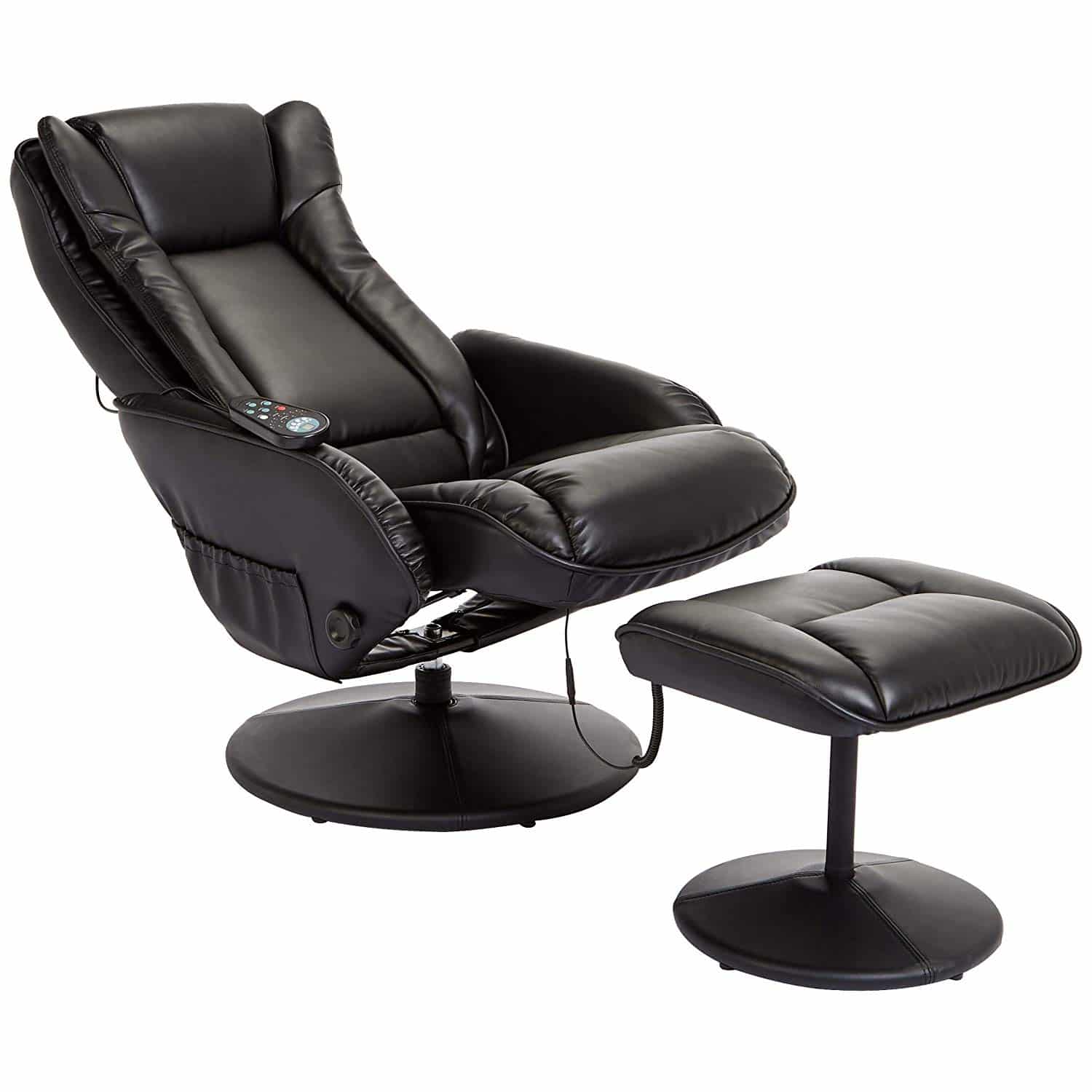 JC Home Drammen Massaging Leather Recliner and Ottoman