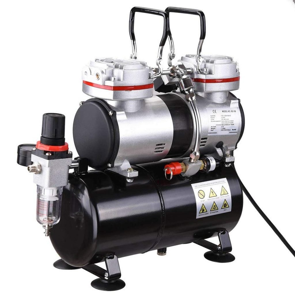 AW Pro Twin-Cylinder Airbrush Compressor