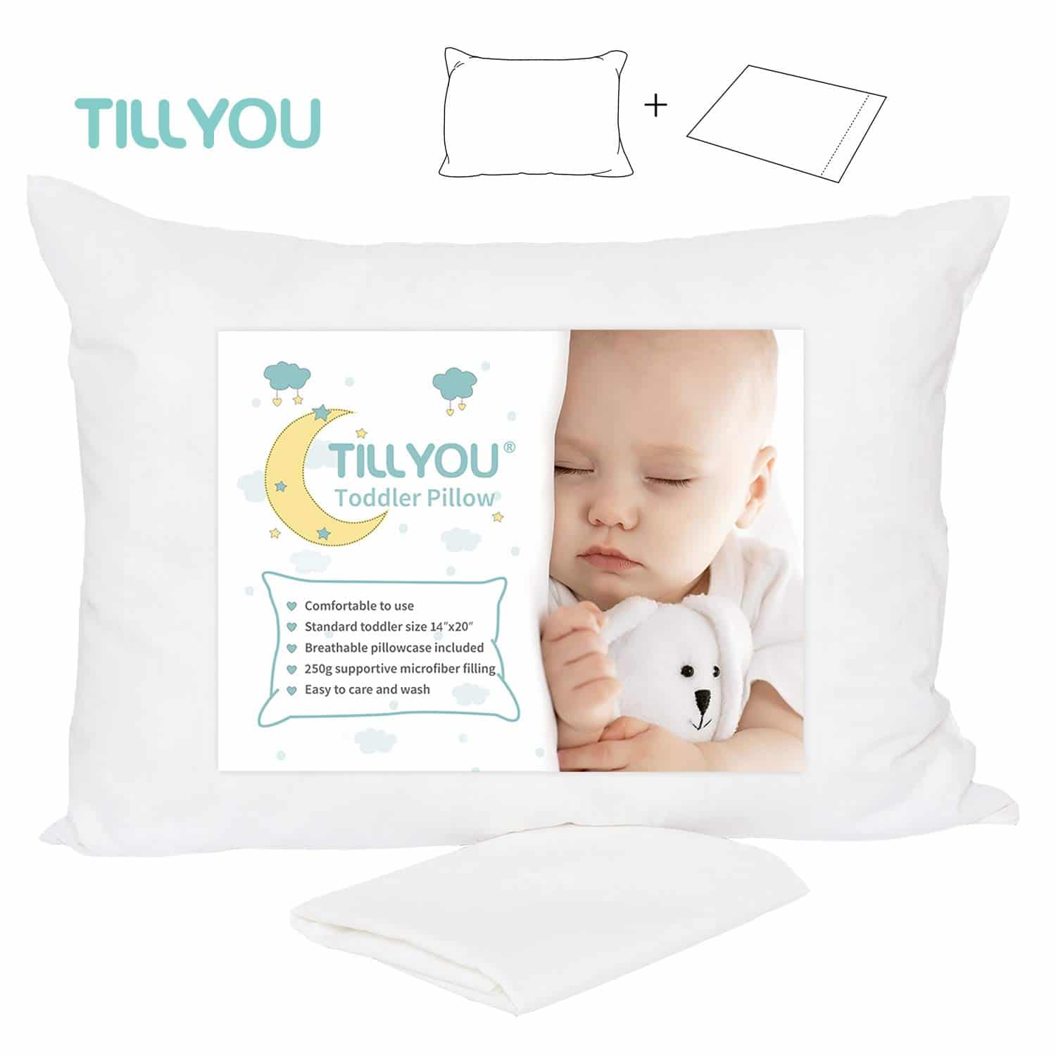 TILLYOU Toddler Pillow with Pillowcase