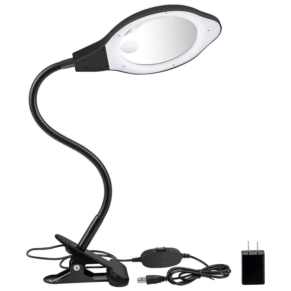 Dylviw Bright Desk Gooseneck Magnifier Lamp