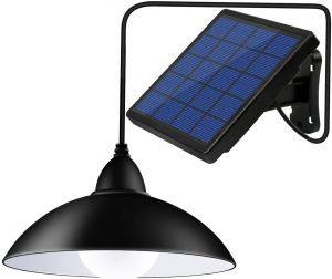 ChunHee Solar Pendant Lights Outdoor Indoor with Dual Head Solar Hanging Shed Light with Solar Panel IP65 Waterproof Protect Suitable for Garden/Yard/Garage/Gazebo/Porch/Chicken Coops Warm Light