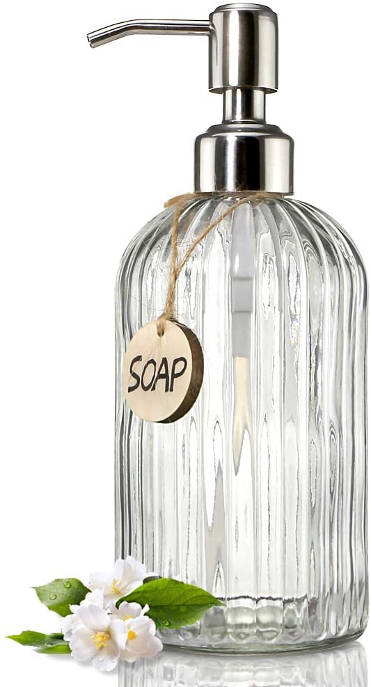 JASAI 18 oz Clear Glass Soap Dispenser
