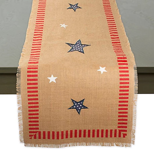 4th of July Jute 108-Inch Table Runner in RedMulti