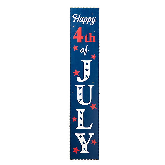 Glitzhome 42-Inch x 8.25-Inch “Happy 4th of July” Lit Porch Sign