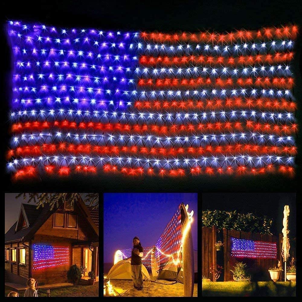 KAZOKU Waterproof Led Flag Net Light of The United States