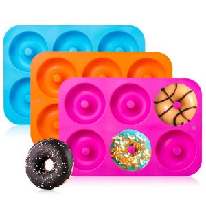 3-Pack Silicone Donut Baking Pan of 100% Nonstick Silicone